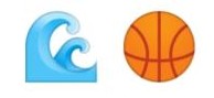 2 émojis : vagues, ballon