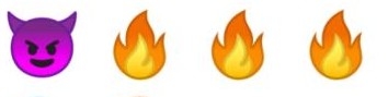 4 émojis : démon, feu, feu, feu
