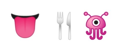 3 émojis : langue, couteau, alien