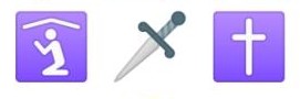 3 émojis : prière, dague, croix