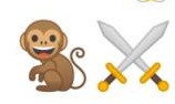 2 émojis : singe, dagues